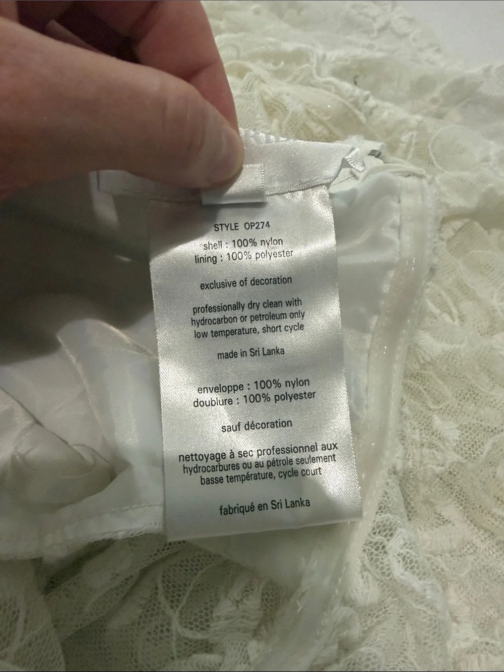 David's Bridal Girls 10 Soft White Off-Shoulder Lace Flower Girl Dress - Picture 10 of 11